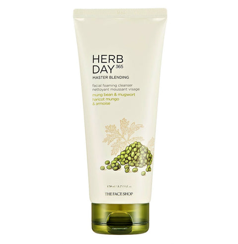 The Face Shop Herb Day 365 Facial Foaming Cleanser Mung bean & Mug wort - 170ml