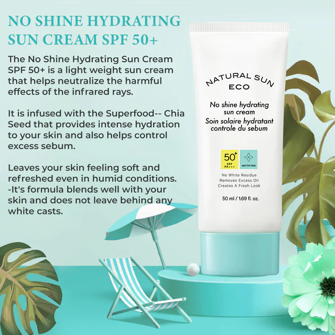 Natural Sun Eco No Shine Hydrating Sun Cream ( MATTIFYING) Spf50- 50 ml