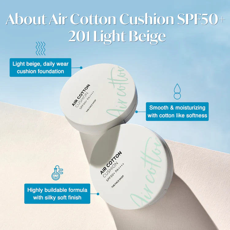 The Face Shop Air Cotton Cushion 203 NATURAL BEIGE SPF50+ PA++++