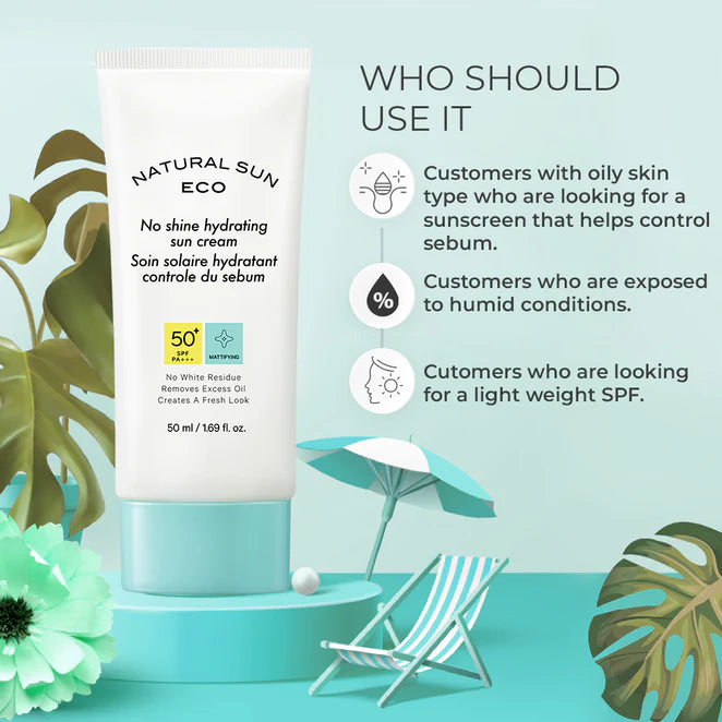 Natural Sun Eco No Shine Hydrating Sun Cream ( MATTIFYING) SPF 50- 30 ml