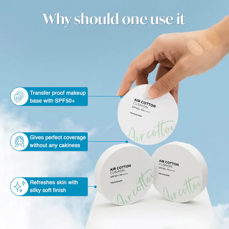 The Face Shop Air Cotton Cushion 203 NATURAL BEIGE SPF50+ PA++++