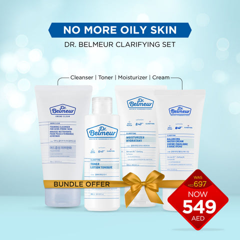 Dr. Belmeur Clarifying Skincare Routine: Cleanser, Toner, Moisturizer & Cream - Controls Oil & Balances Skin