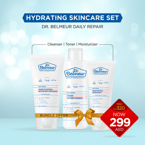 Dr.Belmeur Daily Repair Hydrating Skincare Set (3 Piece) - Gentle Cleanser, Toner & Moisturizer for Dry Skin