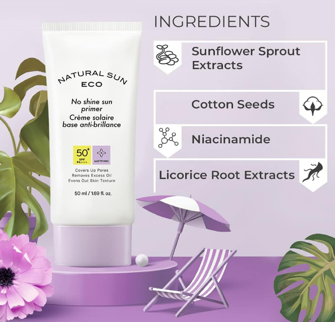 Natural Sun Eco No Shine Sun Primer (MATTIFYING) Spf50- 50 ml