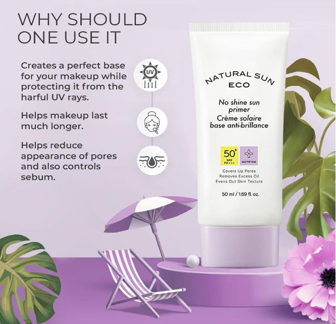Natural Sun Eco No Shine Sun Primer (MATTIFYING) Spf50- 50 ml