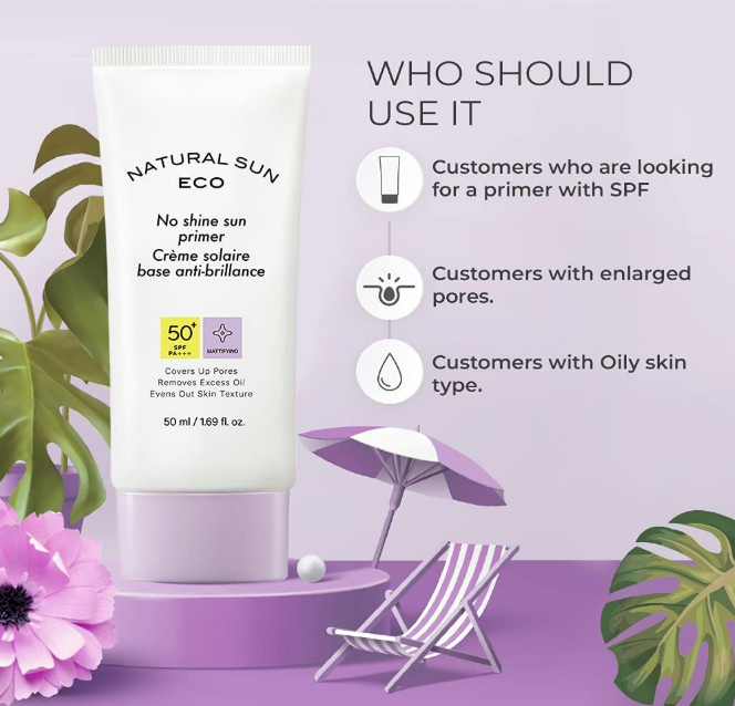 Natural Sun Eco No Shine Sun Primer (MATTIFYING) Spf50- 50 ml