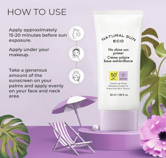 Natural Sun Eco No Shine Sun Primer (MATTIFYING) Spf50- 50 ml