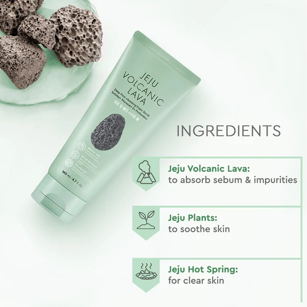 The Face Shop Jeju Volcanic Lava Deep Pore Cleansing Foam Scrub - 140ml