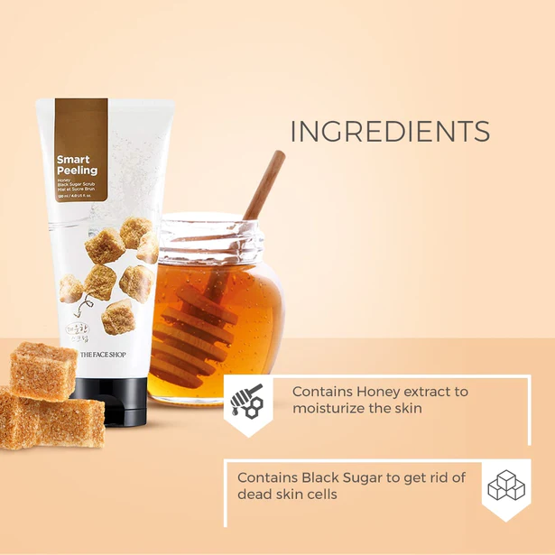 The Face Shop Smart Peeling Honey Black Sugar Scrub - 120ml