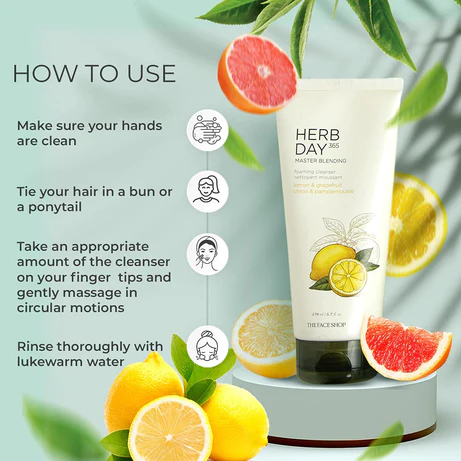 The Face Shop Herb Day 365 Foaming Cleanser Lemon & Grapefruit - 170ml