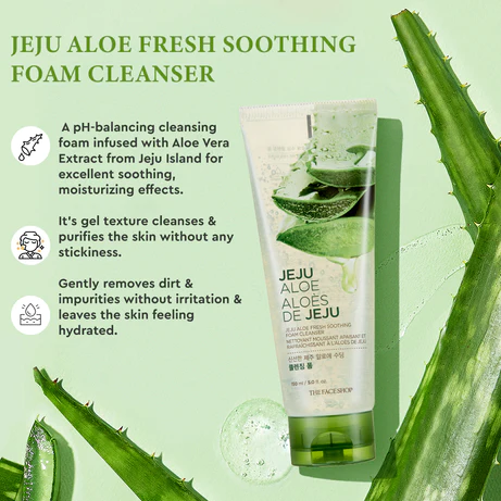The Face Shop Jeju Aloe Fresh Soothing Foam Cleanser - 150ml