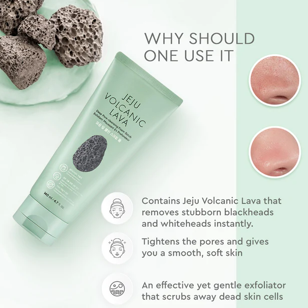 The Face Shop Jeju Volcanic Lava Deep Pore Cleansing Foam Scrub - 140ml