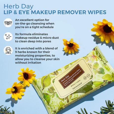 The Face Shop Herb Day Cleansing Wipes - 70 wipes