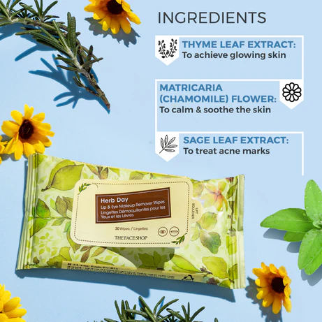 The Face Shop Herb Day Cleansing Wipes (70wipes)