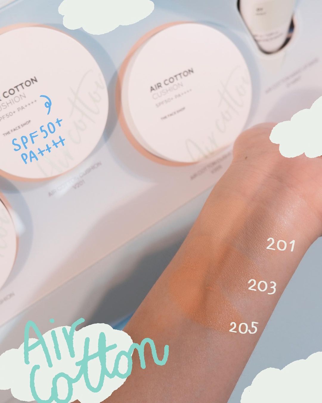 The Face Shop Air Cotton Cushion 203 NATURAL BEIGE SPF50+ PA++++