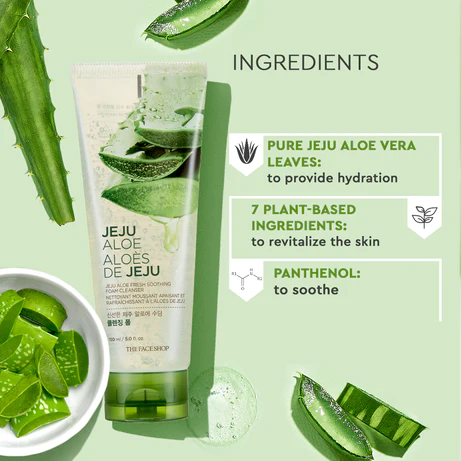 The Face Shop Jeju Aloe Fresh Soothing Foam Cleanser - 150ml