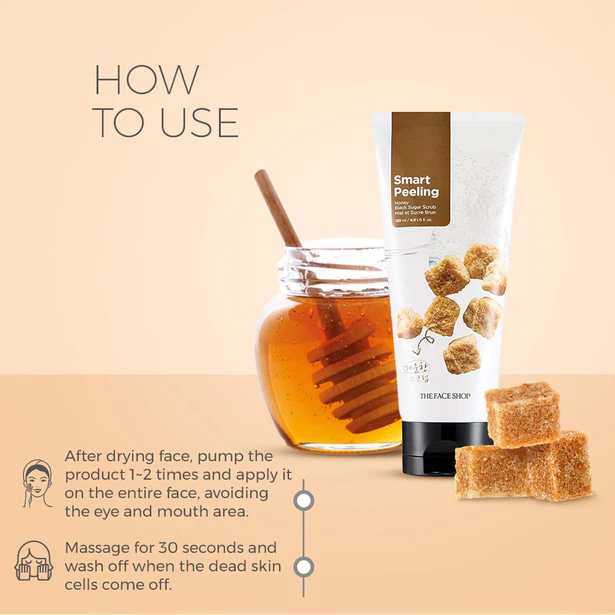 The Face Shop Smart Peeling Honey Black Sugar Scrub - 120ml