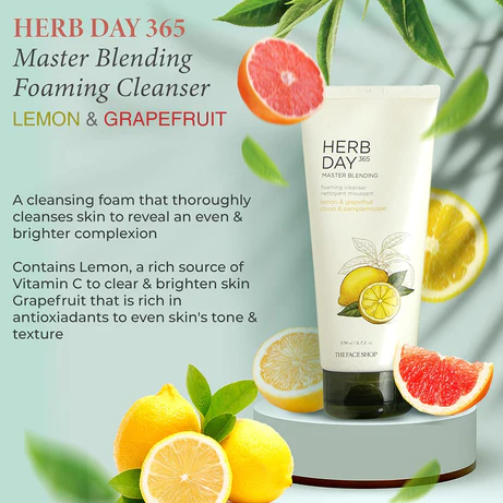 The Face Shop Herb Day 365 Foaming Cleanser Lemon & Grapefruit - 170ml
