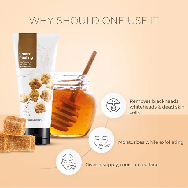 The Face Shop Smart Peeling Honey Black Sugar Scrub - 120ml