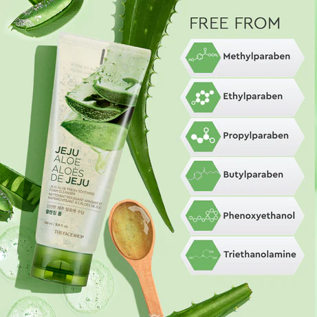 The Face Shop Jeju Aloe Fresh Soothing Foam Cleanser - 150ml