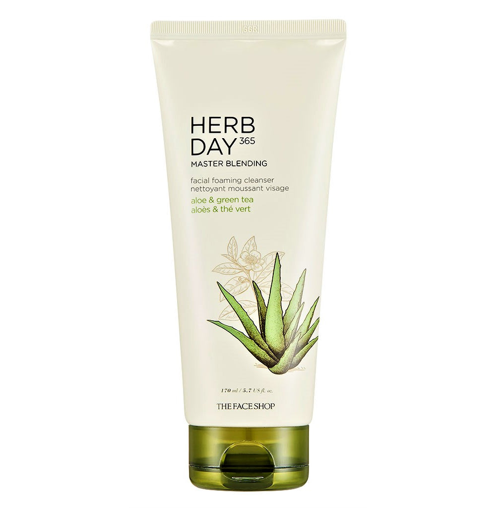 The Face Shop Herb Day 365 Facial Foaming Cleanser Aloe & Green tea - 170ml