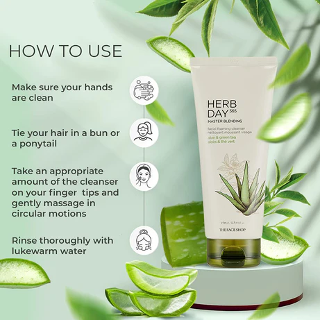 Herb Day 365 Facial Foaming Cleanser Aloe & Green tea - 170ml