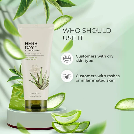 Herb Day 365 Facial Foaming Cleanser Aloe & Green tea - 170ml